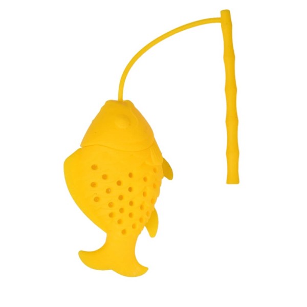 Tea filter, infuser, fish form, yellow color